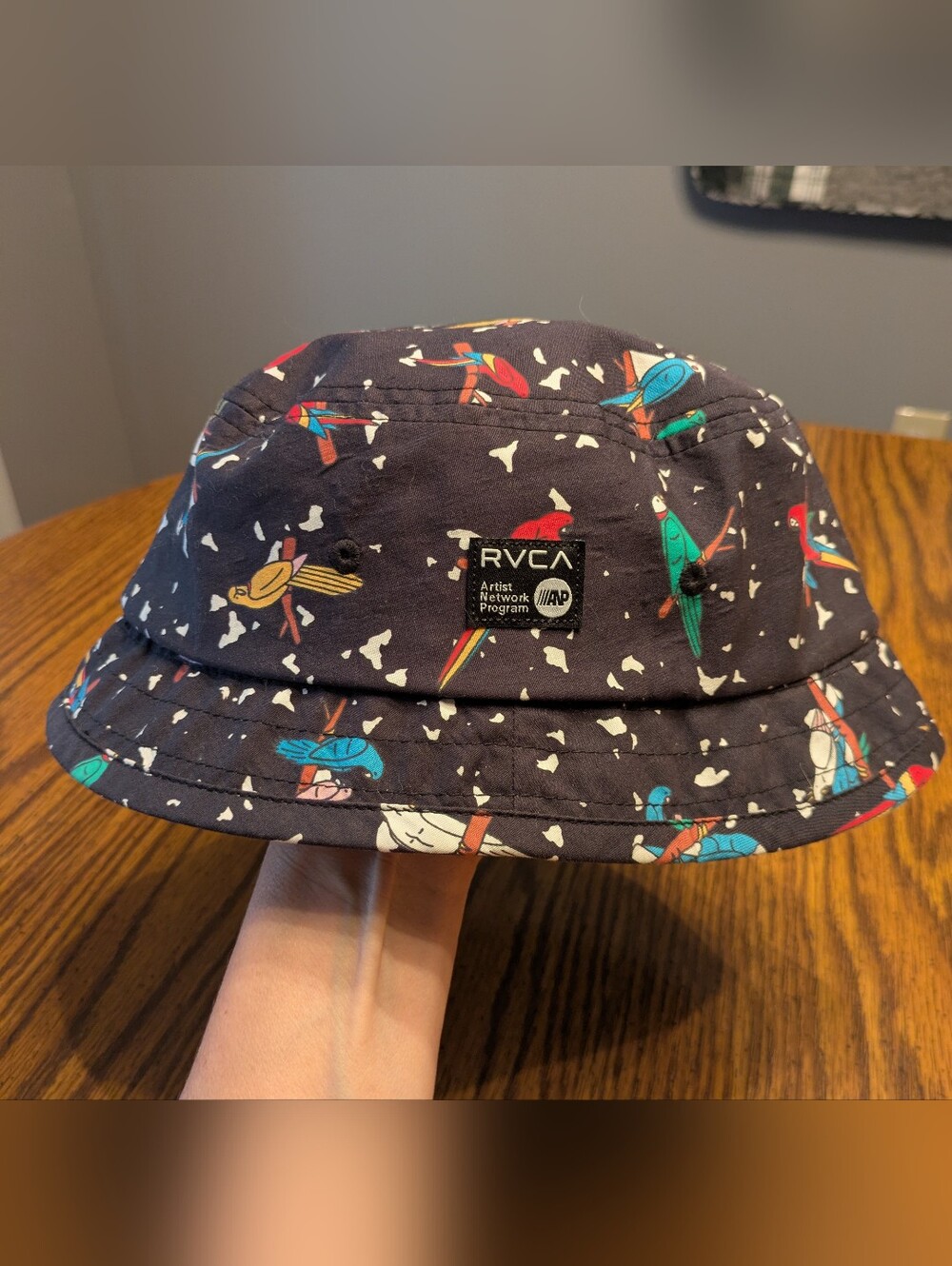 RVCA Women's Navy Parrot Print Bucket Hat